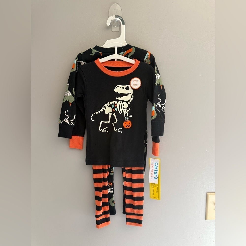 Carters Boy Halloween Dinosaur Matching Pajamas Set 2 Set SZ 18M New 100% Cotton